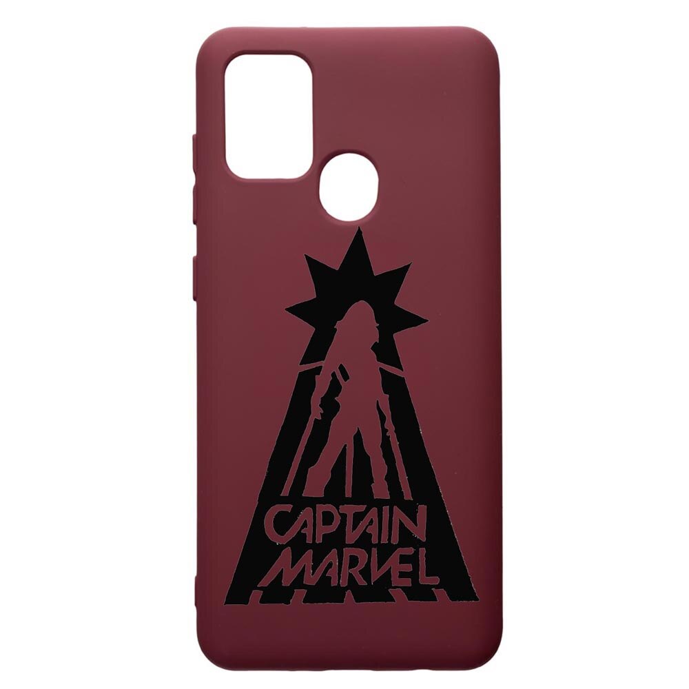 Husa Premium TPU compatibila cu Samsung Galaxy A21S, Captain Marvel, cu interiorul din material textil, protectie camera, Burgundy, PBR239