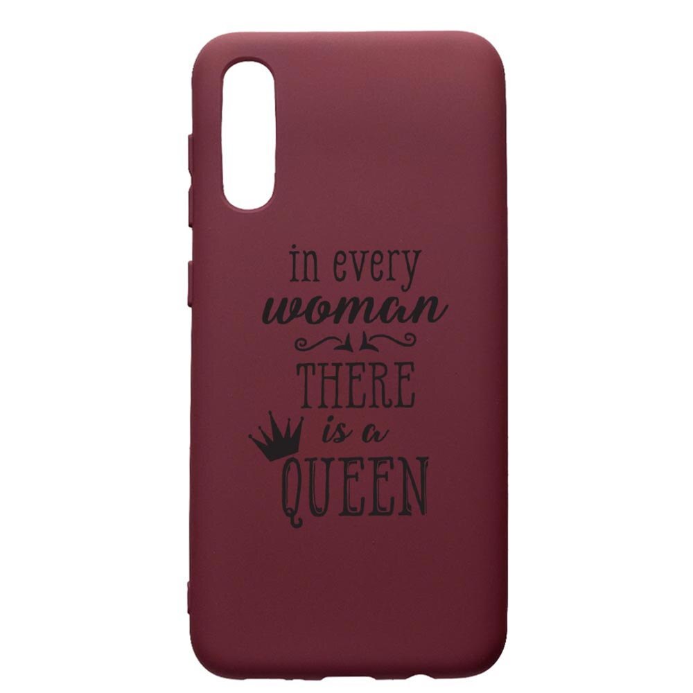 Husa Premium TPU compatibila cu Samsung Galaxy A50, Woman, Queen, cu interiorul din material textil, protectie camera, Burgundy, PBR227