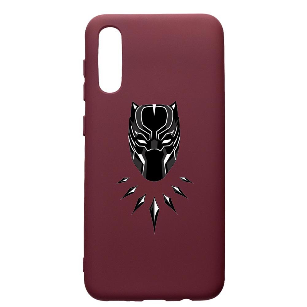 Husa Premium TPU compatibila cu Samsung Galaxy A50, Black Panther, cu interiorul din material textil, protectie camera, Burgundy, PBR243