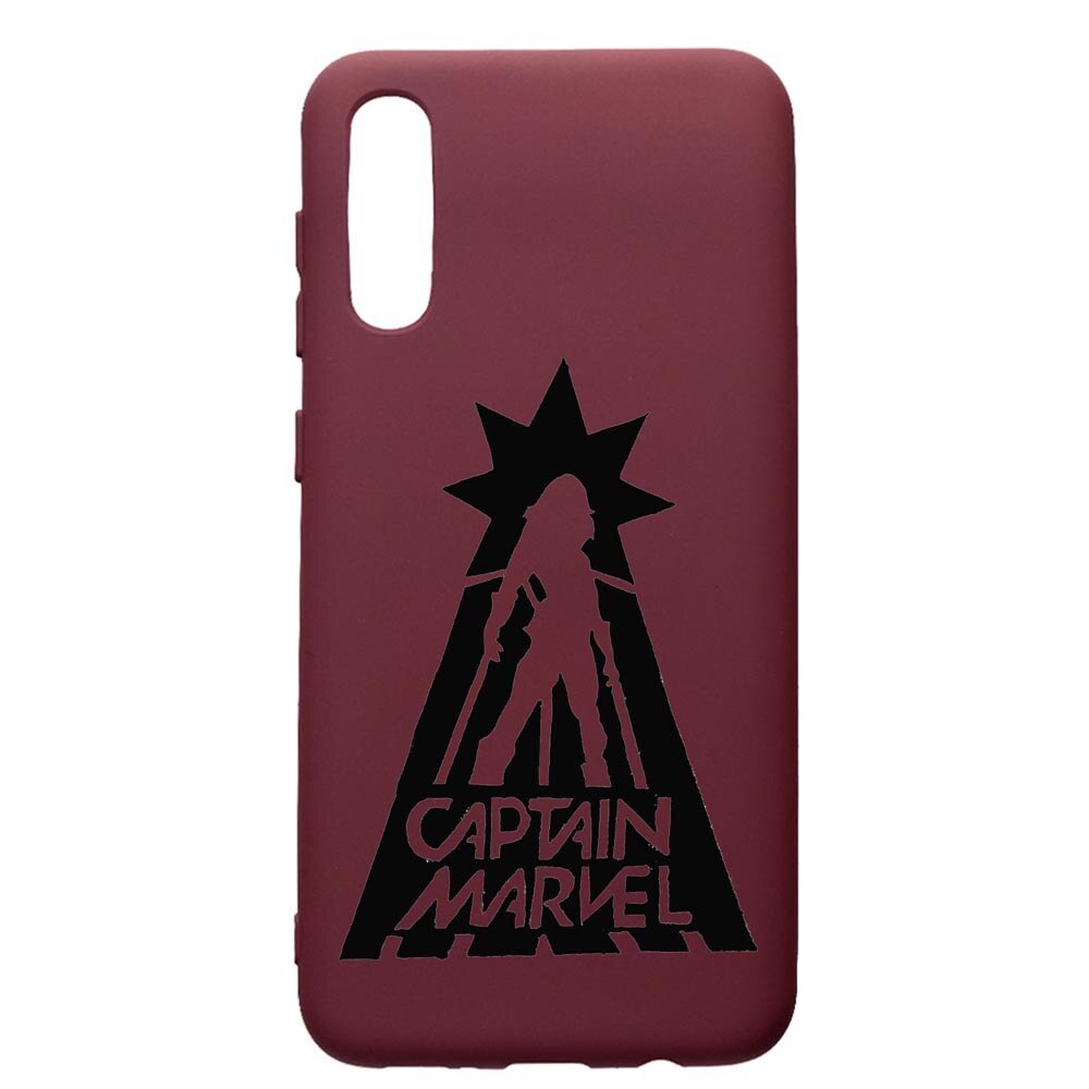 Husa Premium TPU compatibila cu Huawei Y6 2019, Captain Marvel, cu interiorul din material textil, protectie camera, Burgundy, PBR239