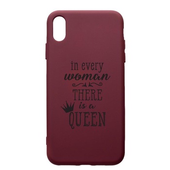 Husa Premium TPU compatibila cu Apple iPhone XS Max, Woman, Queen, cu interiorul din material textil, protectie camera, Burgundy, PBR227 Husa Premium TPU compatibila cu Apple iPhone XS Max, Woman, Queen, cu interiorul din material textil, protectie camera, Burgundy, PBR227