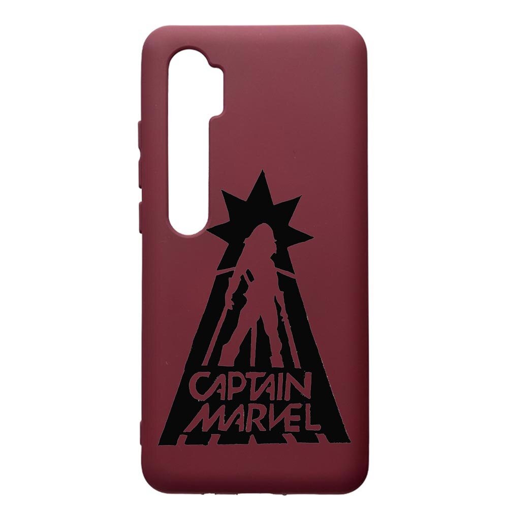 Husa Premium TPU compatibila cu Xioami Mi Note 10, Captain Marvel, cu interiorul din material textil, protectie camera, Burgundy, PBR239