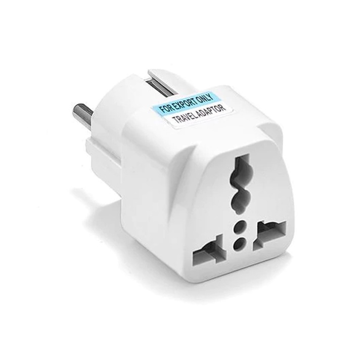 Преходник Delphi WD-9, UK/US kъм EU шуко, 220V, High Quality, Бял
