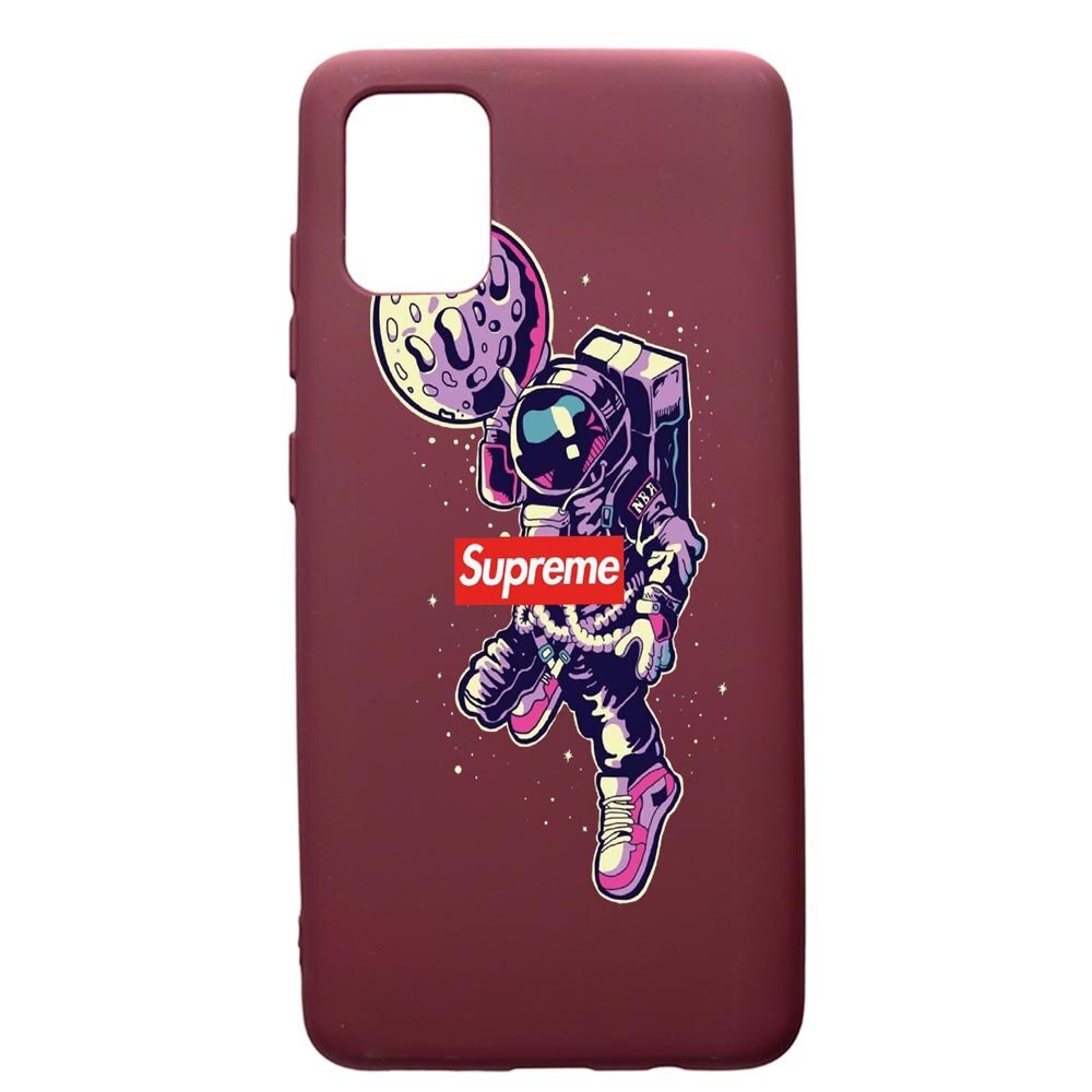 Husa Premium TPU compatibila cu Apple iPhone 12 Pro Max, Supreme, Astronaut, cu interiorul din material textil, protectie camera, Burgundy, PBR254
