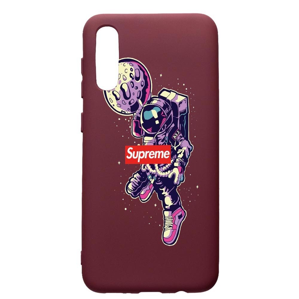 Husa Premium TPU compatibila cu Huawei Y6 2019, Supreme, Astronaut, cu interiorul din material textil, protectie camera, Burgundy, PBR254