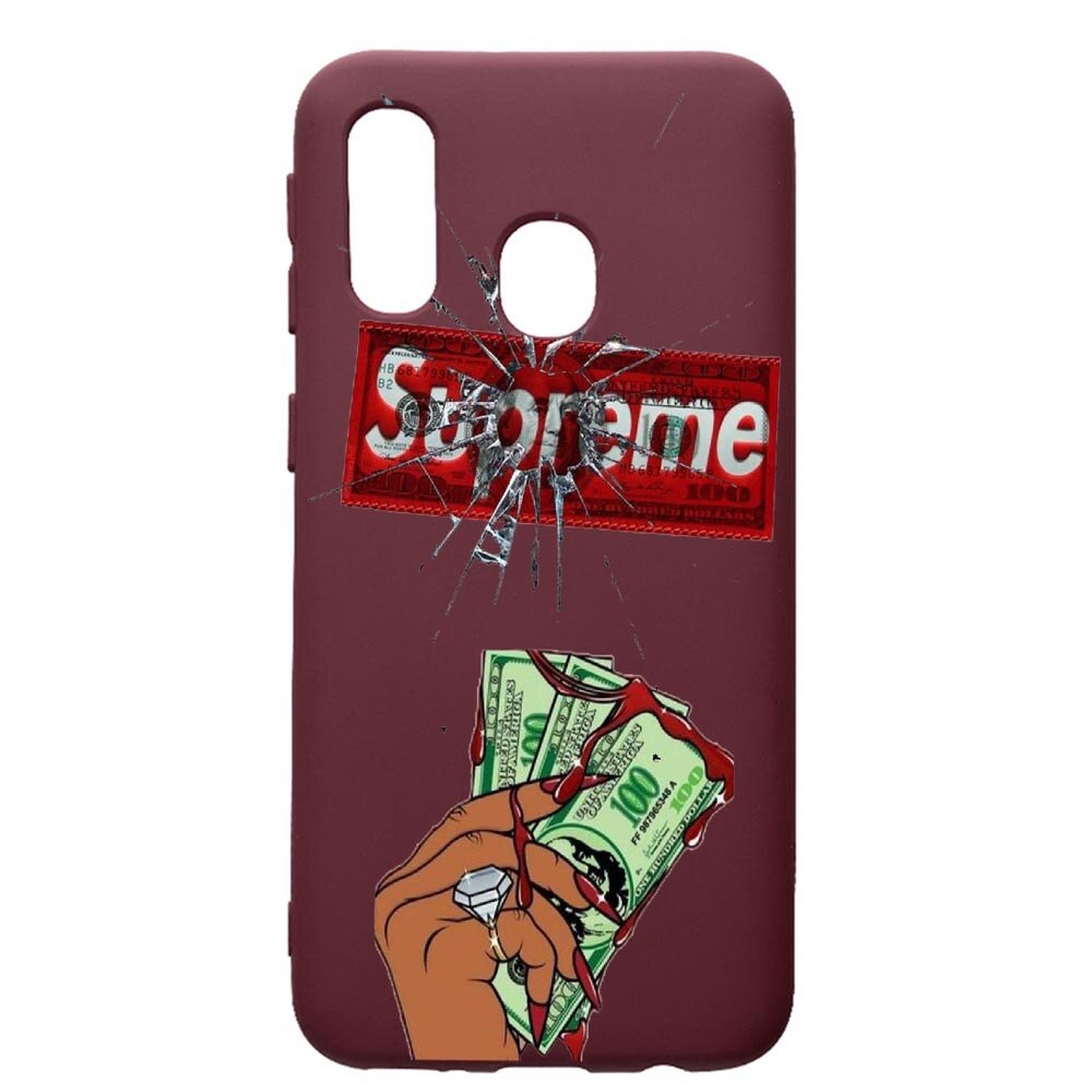 Husa Premium TPU compatibila cu Samsung Galaxy A20E, Supreme, Money, cu interiorul din material textil, protectie camera, Burgundy, PBR257