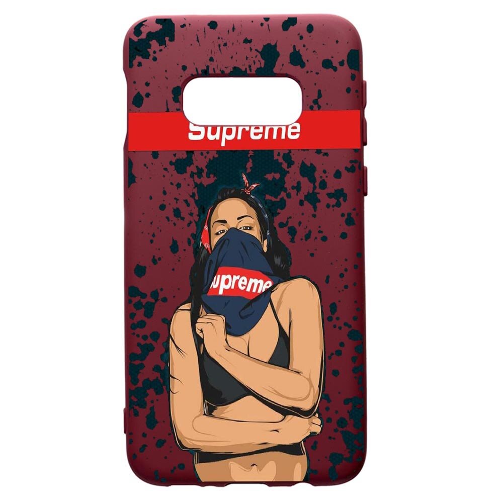 Husa Premium TPU compatibila cu Samsung Galaxy S10E, Supreme, Woman, cu interiorul din material textil, protectie camera, Burgundy, PBR256