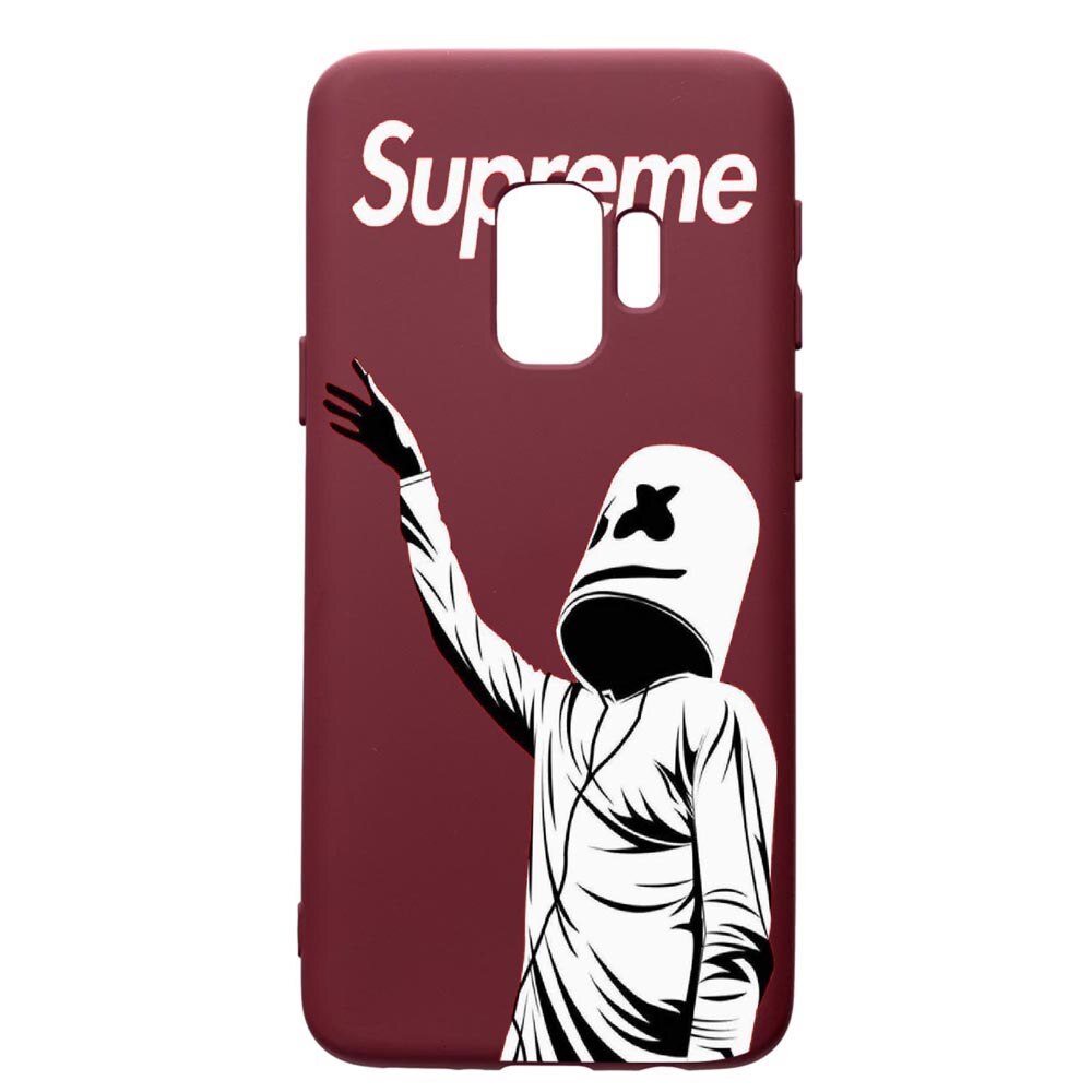 Husa Premium TPU compatibila cu Samsung Galaxy S9, Supreme, Marshmello, cu interiorul din material textil, protectie camera, Burgundy, PBR255