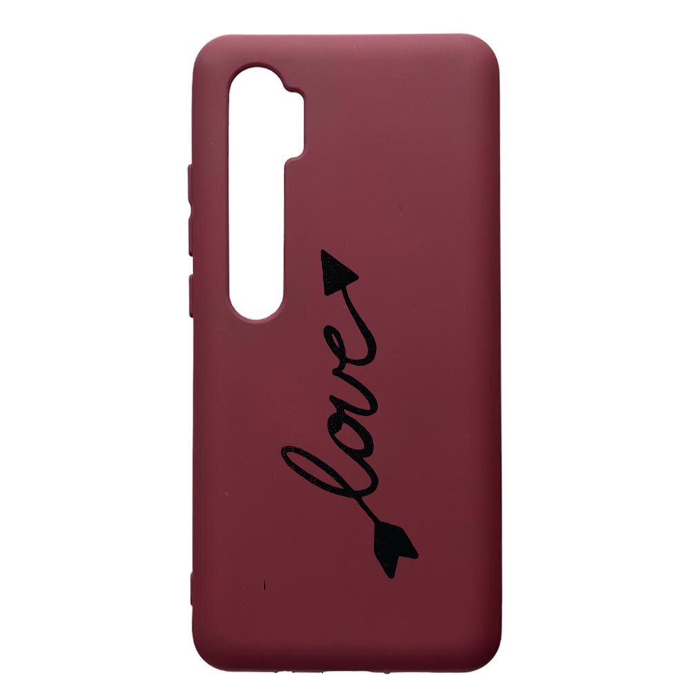 Husa Premium TPU compatibila cu Xioami Mi Note 10, Love, cu interiorul din material textil, protectie camera, Burgundy, PBR225