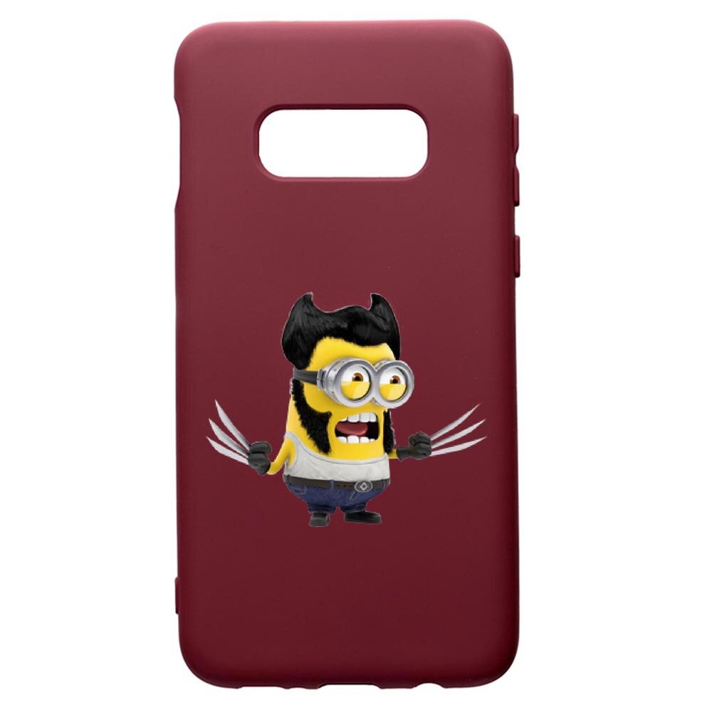 Husa Premium TPU compatibila cu Samsung Galaxy S8, Minion X-men, cu interiorul din material textil, protectie camera, Burgundy, PBR218