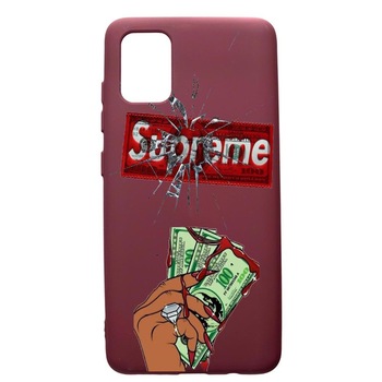 Husa Premium TPU compatibila cu Apple iPhone 12 Pro Max, Supreme, Money, cu interiorul din material textil, protectie camera, Burgundy, PBR257 Husa Premium TPU compatibila cu Apple iPhone 12 Pro Max, Supreme, Money, cu interiorul din material textil, protectie camera, Burgundy, PBR257