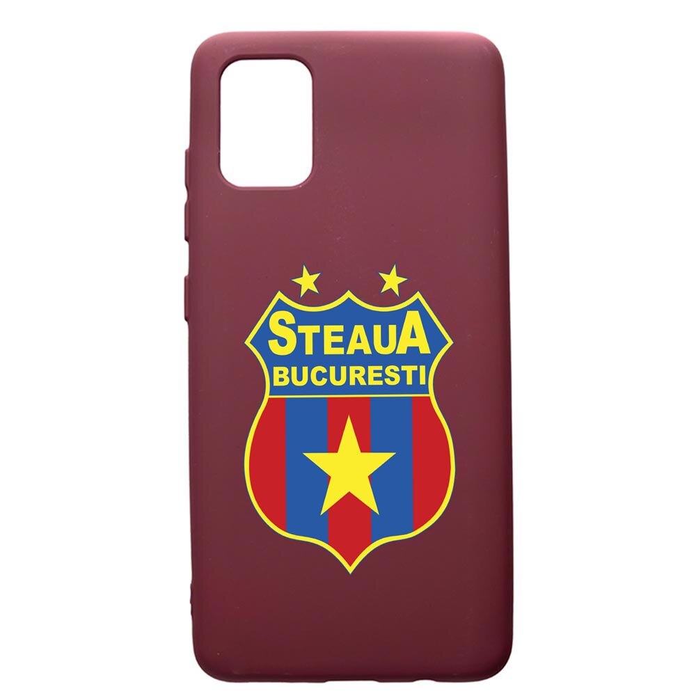 Husa Premium TPU compatibila cu Samsung Galaxy S20 Plus, Football, Steaua, cu interiorul din material textil, protectie camera, Burgundy, PBR230