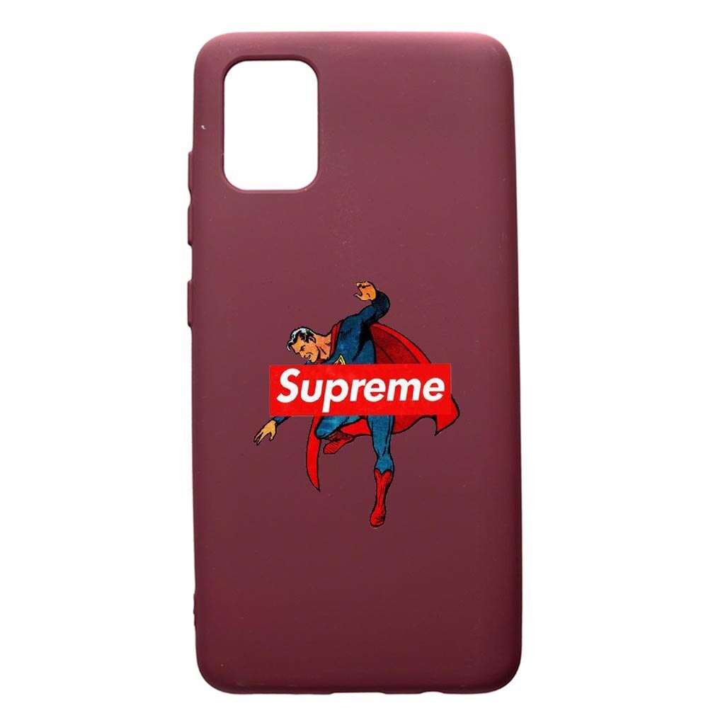 Husa Premium TPU compatibila cu Apple iPhone 11 Pro Max, Supreme, Superman, cu interiorul din material textil, protectie camera, Burgundy, PBR259