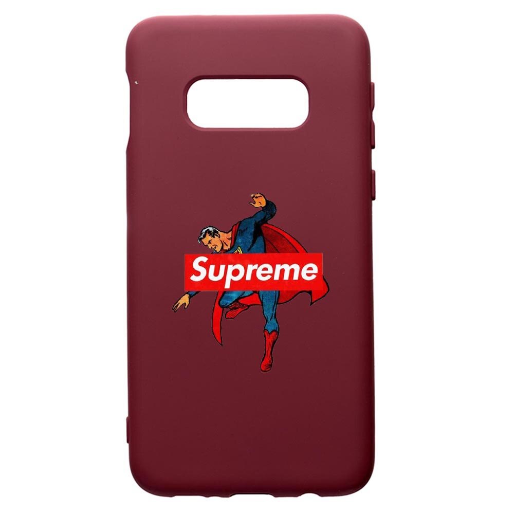 Husa Premium TPU compatibila cu Samsung Galaxy S10E, Supreme, Superman, cu interiorul din material textil, protectie camera, Burgundy, PBR259