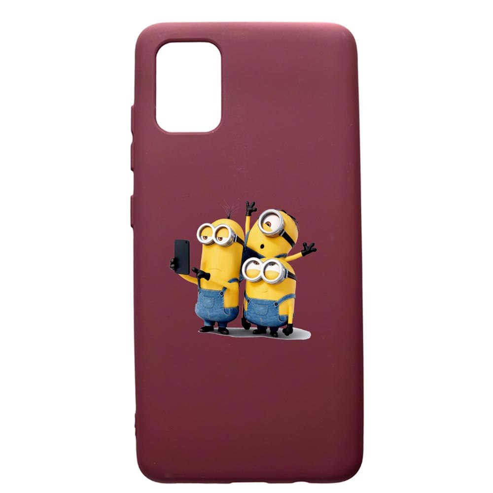 Husa Premium TPU compatibila cu Samsung Galaxy A51, Minions, cu interiorul din material textil, protectie camera, Burgundy, PBR207