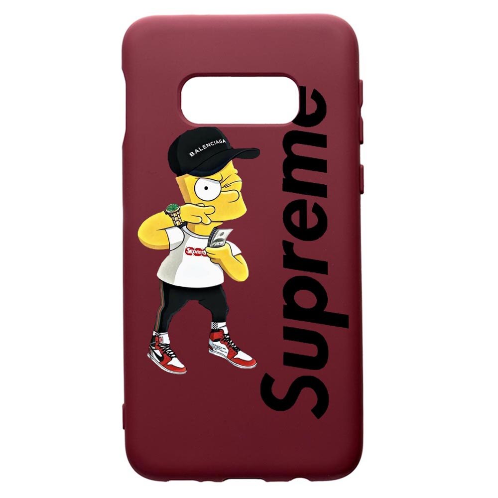 Husa Premium TPU compatibila cu Samsung Galaxy S8, Supreme, The Simpsons, cu interiorul din material textil, protectie camera, Burgundy, PBR258