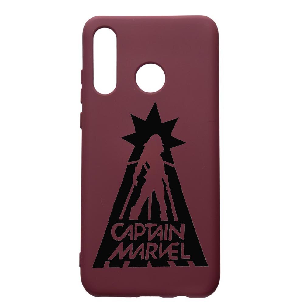 Husa Premium TPU compatibila cu Huawei P30 Lite, Captain Marvel, cu interiorul din material textil, protectie camera, Burgundy, PBR239