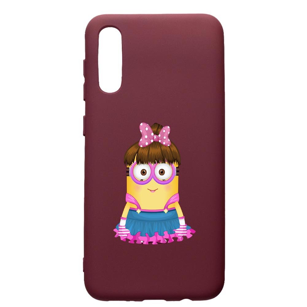 Husa Premium TPU compatibila cu Samsung Galaxy A30S, Minion Girl, cu interiorul din material textil, protectie camera, Burgundy, PBR208