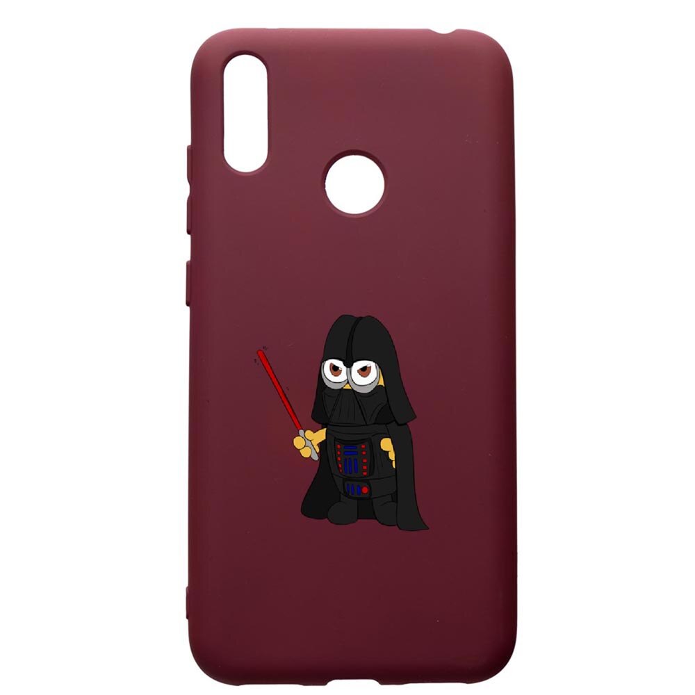 Husa Premium TPU compatibila cu Huawei Y7 2019, Minion Star Wars, cu interiorul din material textil, protectie camera, Burgundy, PBR210