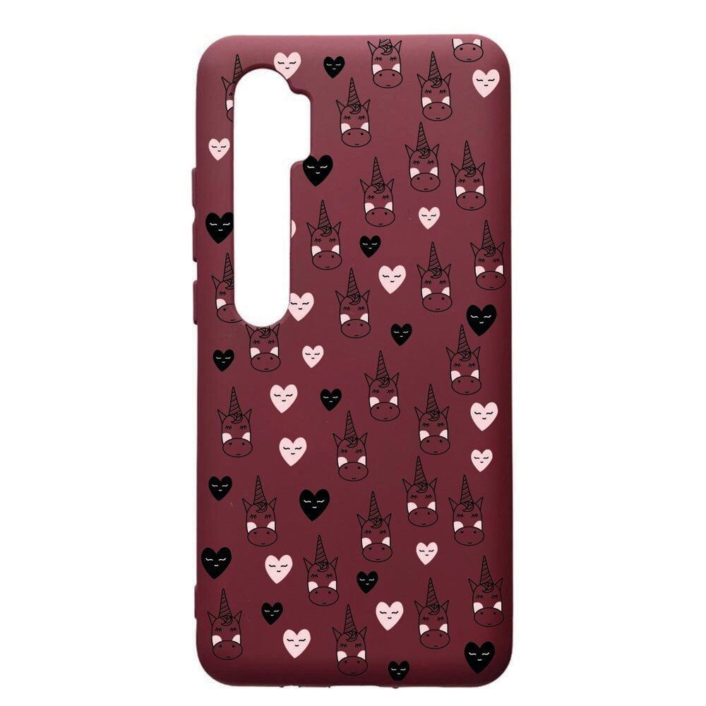 Husa Premium TPU compatibila cu Xioami Mi Note 10, Unicorn, cu interiorul din material textil, protectie camera, Burgundy, PBR190