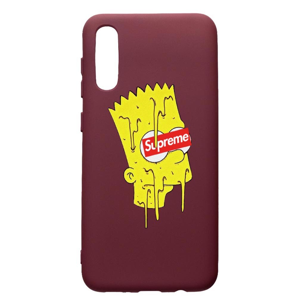 Husa Premium TPU compatibila cu Samsung Galaxy A50, Supreme, The Simpsons, cu interiorul din material textil, protectie camera, Burgundy, PBR267