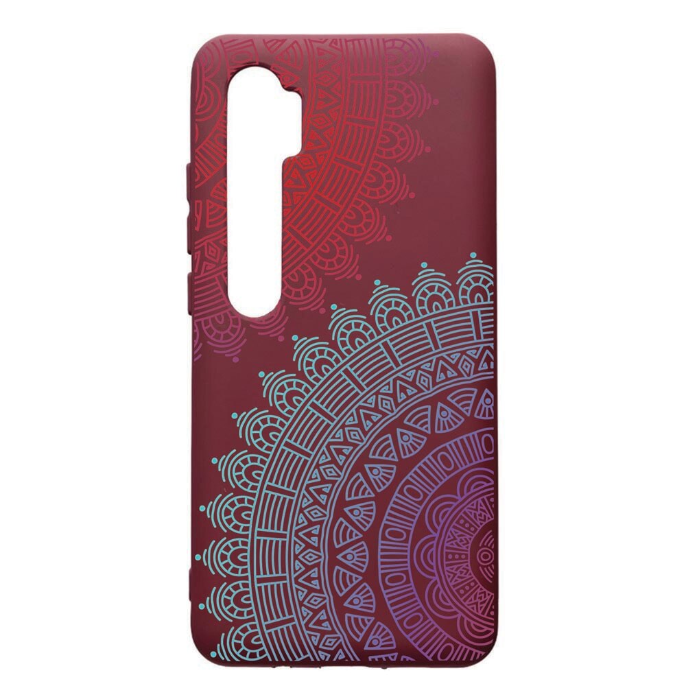 Husa Premium TPU compatibila cu Xioami Mi Note 10, Lace, cu interiorul din material textil, protectie camera, Burgundy, PBR176