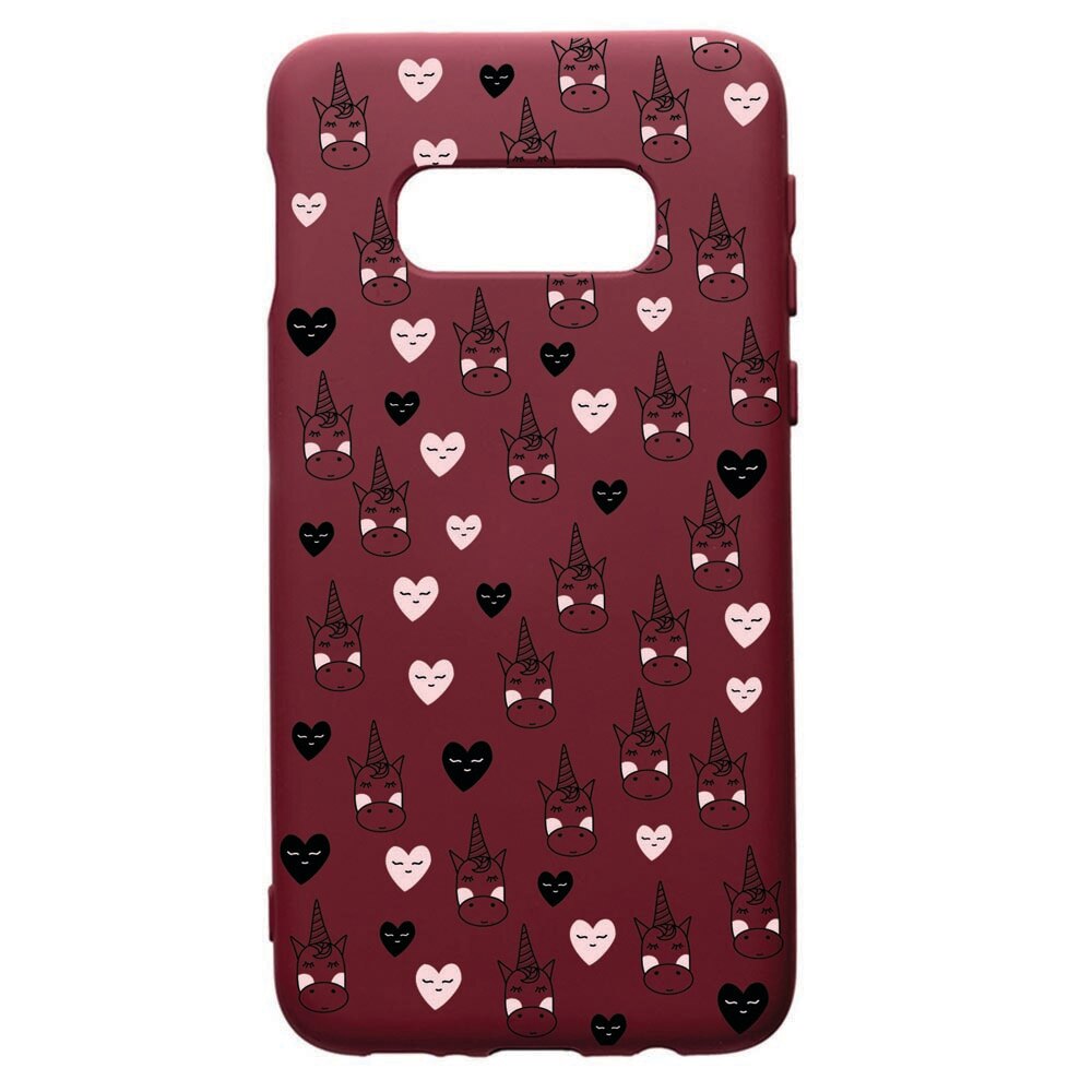 Husa Premium TPU compatibila cu Samsung Galaxy S10E, Unicorn, cu interiorul din material textil, protectie camera, Burgundy, PBR190