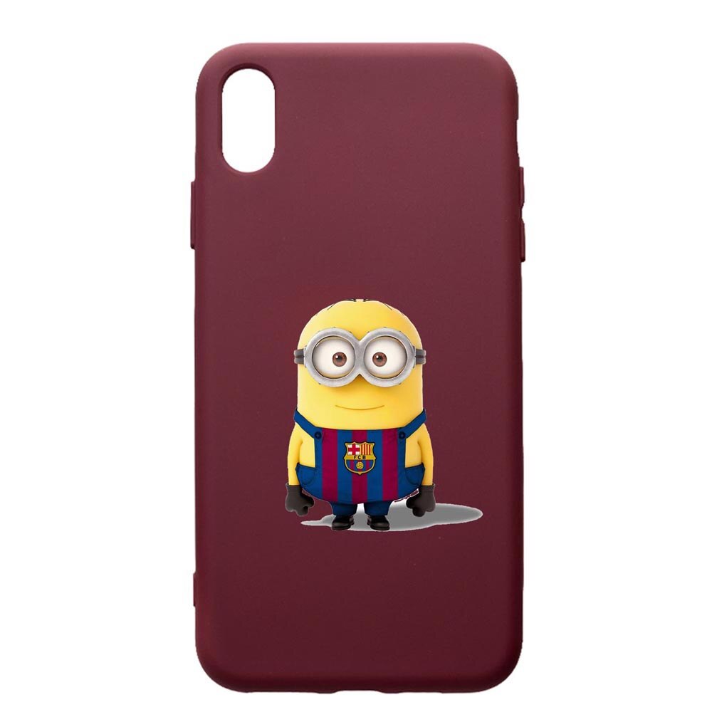 Husa Premium TPU compatibila cu Samsung Galaxy A10, Minion Football, cu interiorul din material textil, protectie camera, Burgundy, PBR212
