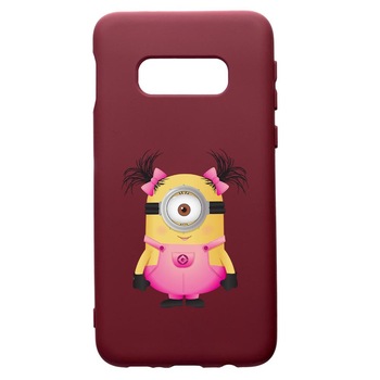 Husa Premium TPU compatibila cu Samsung Galaxy S8, Minion Girl, cu interiorul din material textil, protectie camera, Burgundy, PBR213 Husa Premium TPU compatibila cu Samsung Galaxy S8, Minion Girl, cu interiorul din material textil, protectie camera, Burgundy, PBR213