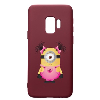 Husa Premium TPU compatibila cu Samsung Galaxy S9, Minion Girl, cu interiorul din material textil, protectie camera, Burgundy, PBR213 Husa Premium TPU compatibila cu Samsung Galaxy S9, Minion Girl, cu interiorul din material textil, protectie camera, Burgundy, PBR213