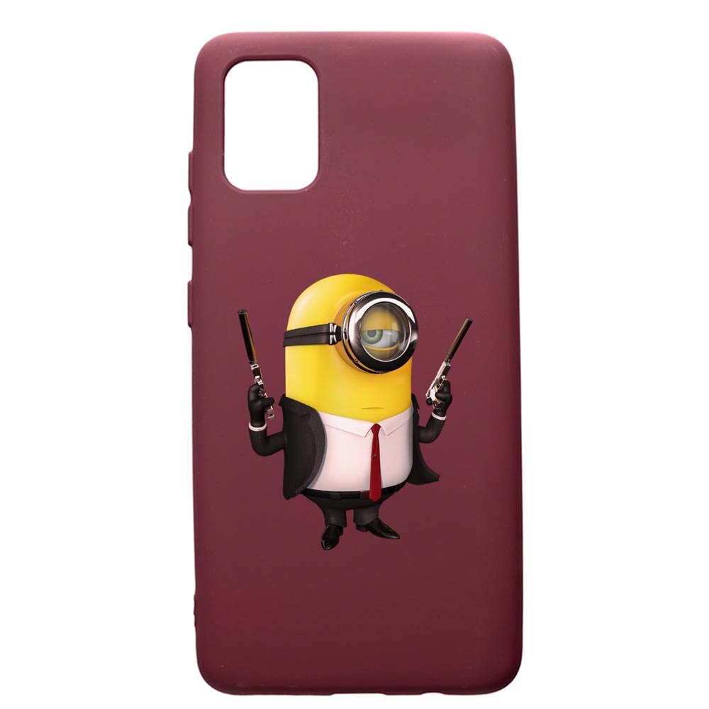 Husa Premium TPU compatibila cu Samsung Galaxy S20 Plus, Minion Hitman, cu interiorul din material textil, protectie camera, Burgundy, PBR214