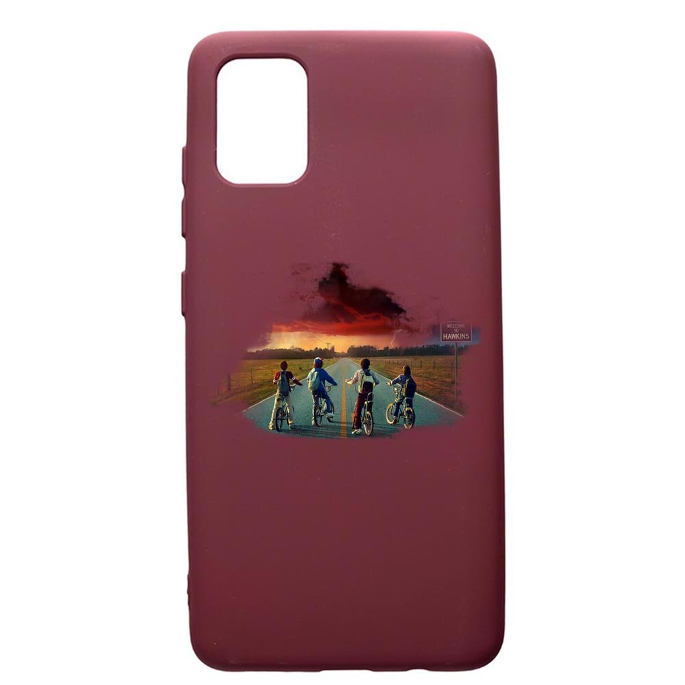 Husa Premium TPU compatibila cu Samsung Galaxy S20 Plus, Stranger Things, cu interiorul din material textil, protectie camera, Burgundy, PBR278