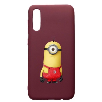 Husa Premium TPU compatibila cu Samsung Galaxy A50, Cartoon Minion, cu interiorul din material textil, protectie camera, Burgundy, PBR206 Husa Premium TPU compatibila cu Samsung Galaxy A50, Cartoon Minion, cu interiorul din material textil, protectie camera, Burgundy, PBR206