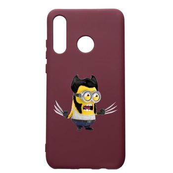 Husa Premium TPU compatibila cu Huawei P30 Lite, Minion X-men, cu interiorul din material textil, protectie camera, Burgundy, PBR218 Husa Premium TPU compatibila cu Huawei P30 Lite, Minion X-men, cu interiorul din material textil, protectie camera, Burgundy, PBR218