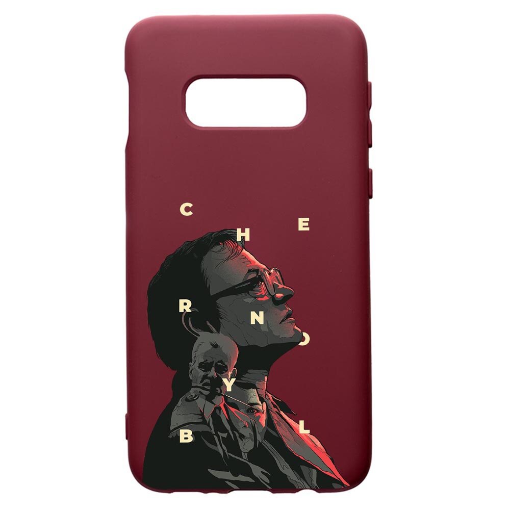 Husa Premium TPU compatibila cu Samsung Galaxy S10E, Chernobyl, cu interiorul din material textil, protectie camera, Burgundy, PBR274