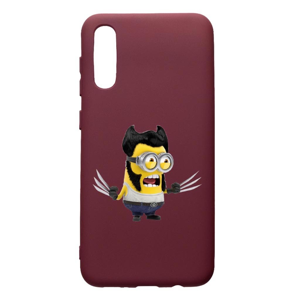 Husa Premium TPU compatibila cu Huawei Y6 2019, Minion X-men, cu interiorul din material textil, protectie camera, Burgundy, PBR218