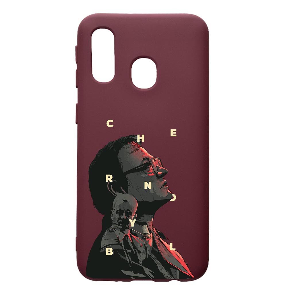 Husa Premium TPU compatibila cu Samsung Galaxy A20E, Chernobyl, cu interiorul din material textil, protectie camera, Burgundy, PBR274