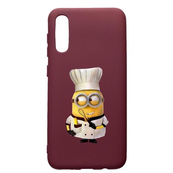 Husa Premium TPU compatibila cu Huawei Y6 2019, Minion Chef, cu interiorul din material textil, protectie camera, Burgundy, PBR215 Husa Premium TPU compatibila cu Huawei Y6 2019, Minion Chef, cu interiorul din material textil, protectie camera, Burgundy, PBR215