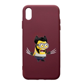 Husa Premium TPU compatibila cu Apple iPhone XS Max, Minion X-men, cu interiorul din material textil, protectie camera, Burgundy, PBR218 Husa Premium TPU compatibila cu Apple iPhone XS Max, Minion X-men, cu interiorul din material textil, protectie camera, Burgundy, PBR218