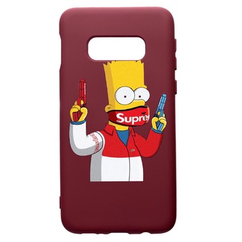Husa Premium TPU compatibila cu Samsung Galaxy S10E, Supreme, The Simpsons, cu interiorul din material textil, protectie camera, Burgundy, PBR270 Husa Premium TPU compatibila cu Samsung Galaxy S10E, Supreme, The Simpsons, cu interiorul din material textil, protectie camera, Burgundy, PBR270