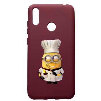 Husa Premium TPU compatibila cu Huawei Y7 2019, Minion Chef, cu interiorul din material textil, protectie camera, Burgundy, PBR215 Husa Premium TPU compatibila cu Huawei Y7 2019, Minion Chef, cu interiorul din material textil, protectie camera, Burgundy, PBR215