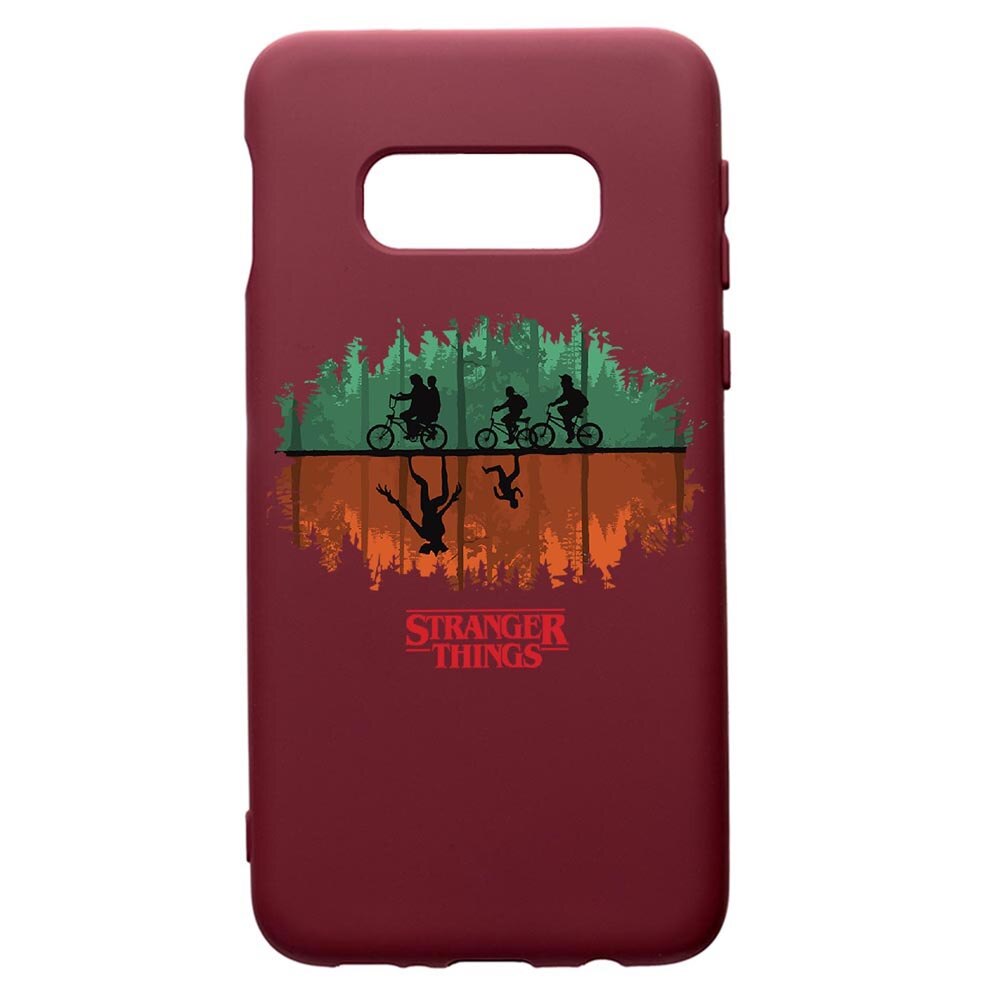 Husa Premium TPU compatibila cu Samsung Galaxy S8, Stranger Things, cu interiorul din material textil, protectie camera, Burgundy, PBR279