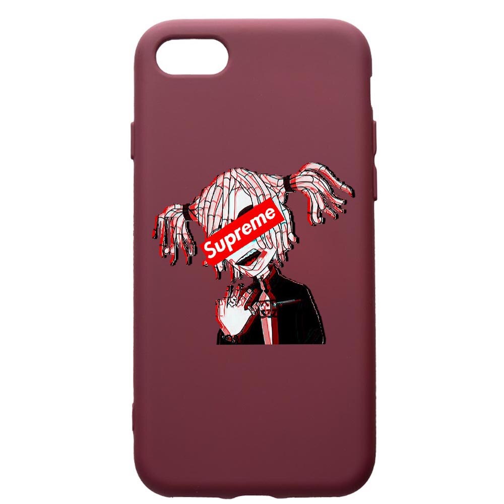 Husa Premium TPU compatibila cu Apple iPhone SE 2 / iPhone 8 / iPhone 7, Supreme, Pink Girl, cu interiorul din material textil, protectie camera, Burgundy, PBR269