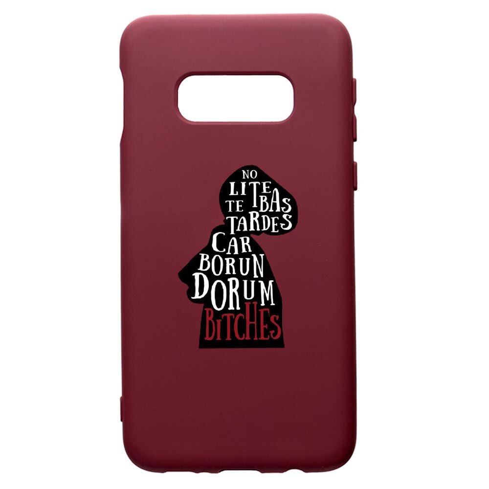 Husa Premium TPU compatibila cu Samsung Galaxy S10E, The Handmaid's Tale, cu interiorul din material textil, protectie camera, Burgundy, PBR282