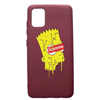 Husa Premium TPU compatibila cu Samsung Galaxy A51, Supreme, The Simpsons, cu interiorul din material textil, protectie camera, Burgundy, PBR267 Husa Premium TPU compatibila cu Samsung Galaxy A51, Supreme, The Simpsons, cu interiorul din material textil, protectie camera, Burgundy, PBR267
