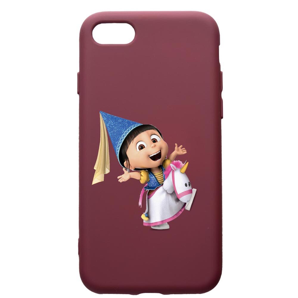 Husa Premium TPU compatibila cu Apple iPhone SE 2 / iPhone 8 / iPhone 7, Despicable Me, Agnes, cu interiorul din material textil, protectie camera, Burgundy, PBR220