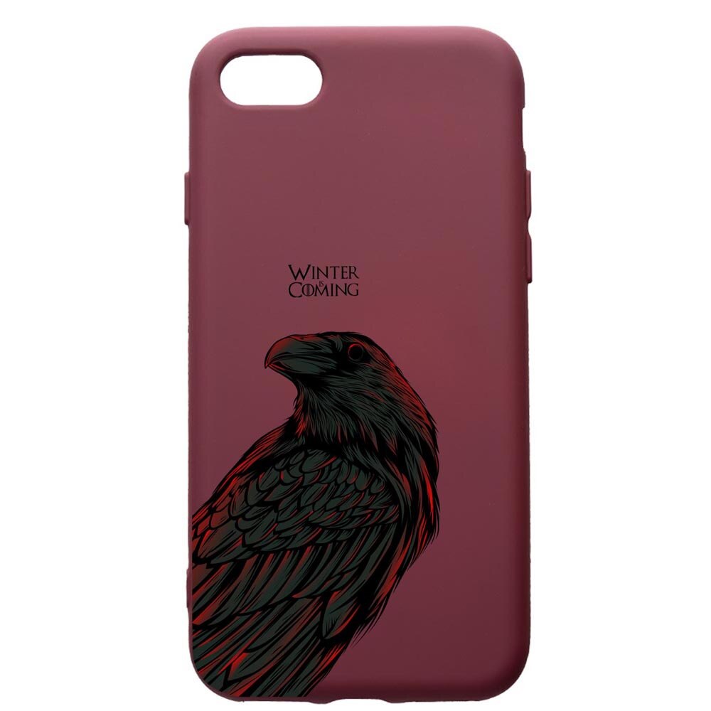 Husa Premium TPU compatibila cu Apple iPhone SE 2 / iPhone 8 / iPhone 7, Game Of Thrones, cu interiorul din material textil, protectie camera, Burgundy, PBR285