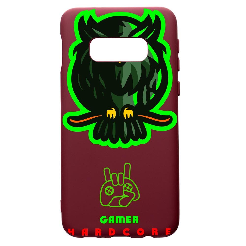 Husa Premium TPU compatibila cu Samsung Galaxy S10E, Gamers, Hardcore, cu interiorul din material textil, protectie camera, Burgundy, PBR288
