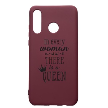Husa Premium TPU compatibila cu Huawei P30 Lite, Woman, Queen, cu interiorul din material textil, protectie camera, Burgundy, PBR227 Husa Premium TPU compatibila cu Huawei P30 Lite, Woman, Queen, cu interiorul din material textil, protectie camera, Burgundy, PBR227