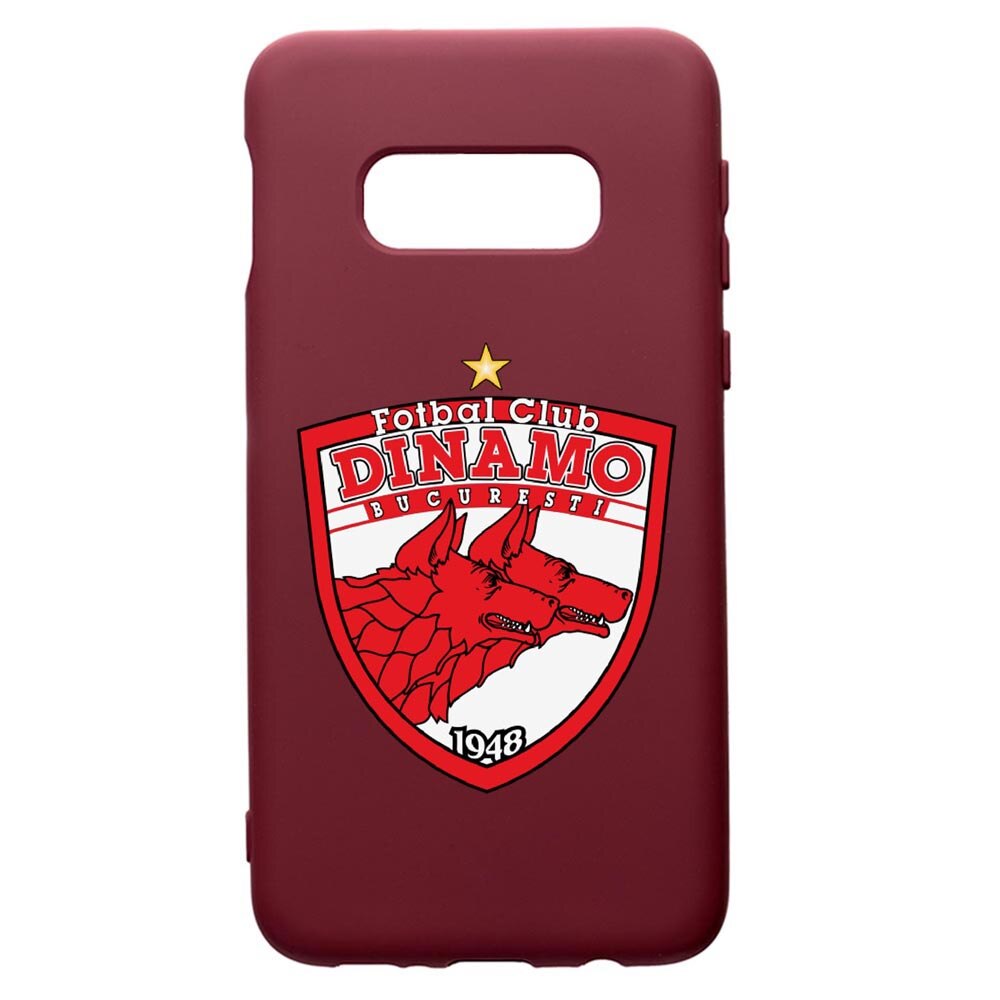 Husa Premium TPU compatibila cu Samsung Galaxy S8, Football, Dinamo, cu interiorul din material textil, protectie camera, Burgundy, PBR229